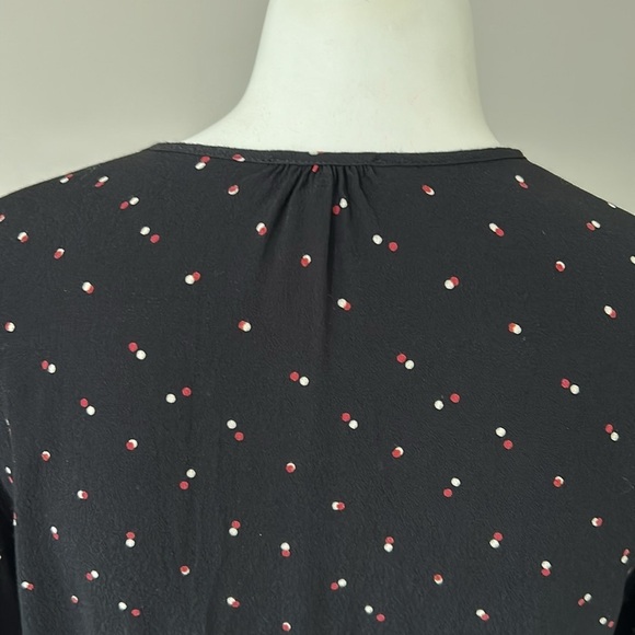 RAILS Top Beaux Black Off Set Dot Button Front Blouse Long Sleeve Ruffle Sz L - Picture 8 of 14